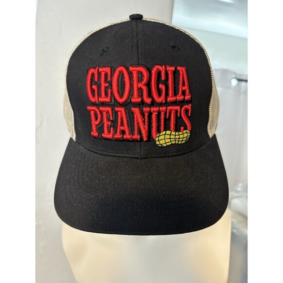 Georgia Peanuts Black & Beige Baseball Hat SNAP-BACK TRUCKER New Without Tags - Picture 1 of 7